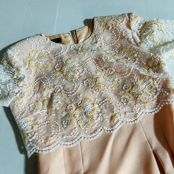 Vintage Donna Morgan Lace Overlay Short Sleeve Maxi Dress Size 4 - Picture 6 of 7